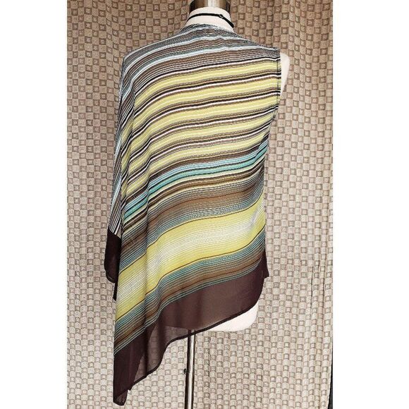 Women's Boho Blouse Asymmetrical Striped Shawl Kimono Size 6 NWOT - Picture 4 of 6